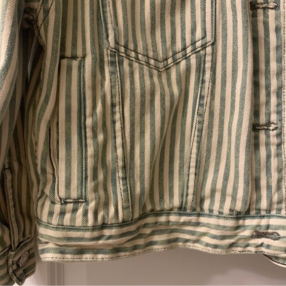 Free People We The Free Opal Swing Railroad Jacket Denim Jean Striped Cream XS - Picture 5 of 11
